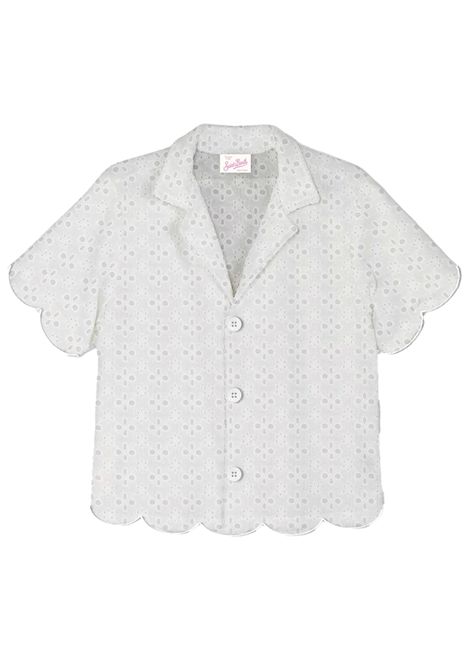 Camicia Mc2 Saint Barth Everlee bambina EVERLEE03016H Bianca ricami fiori manica corta MC2 SAINT BARTH | Camicie | EVERLEE03016H01